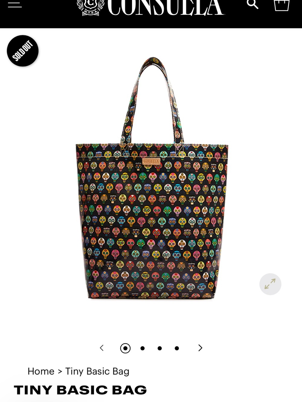 Consuela Black Multi Skull-Print Tote
